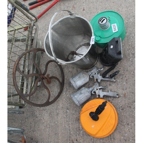 479 - SPRAY GUNS AND STAINLESS BUCKET (7 ITEMS)  NO VAT