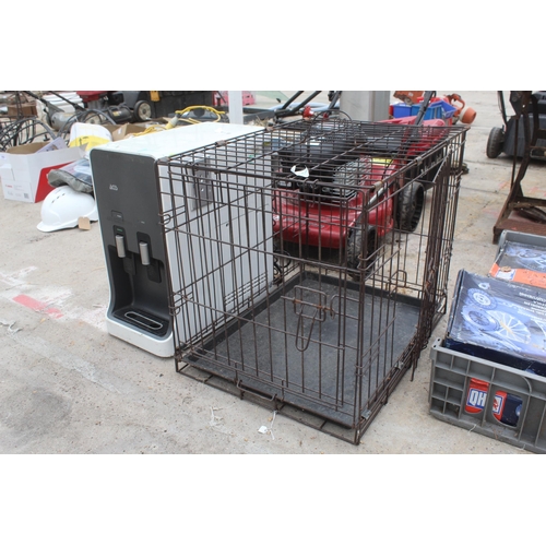 647 - DOG CAGE AND WATER DISPENSERS  NO VAT