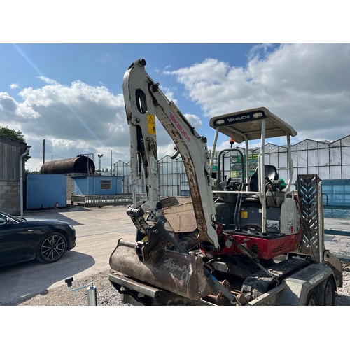 188 - A 2017 TAKEUCHI TB216 DIESEL MINI EXCAVATOR TO BE SOLD WITH 4 BUCKETS  + VAT THE TRAILER IN THE PICT... 