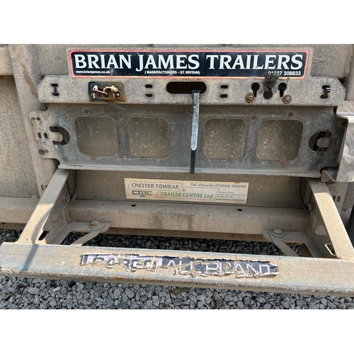 189 - A BRIAN JAMES TWIN AXLE GALVANISED PLANT TRAILER WITH LOADING RAMP TAILBOARD + VAT