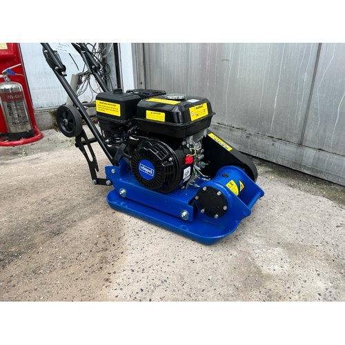 179 - A NEW SCHEPPACH 6.5HP HEAVY DUTY PETROL WACKER PLATE WITH TRANSPORT WHEELS UNIT NO VAT