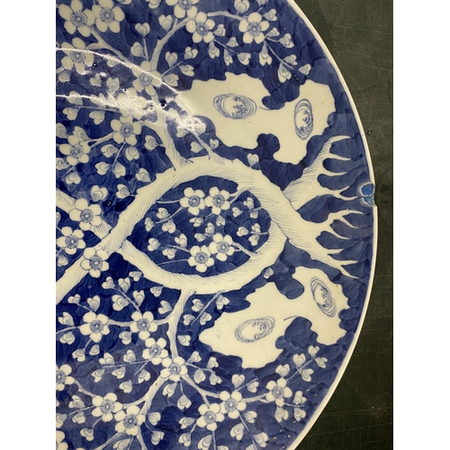 429 - A LARGE CHINESE PRUNUS BLOSSOM PATTERN CHARGER, DIAMETER 46CM