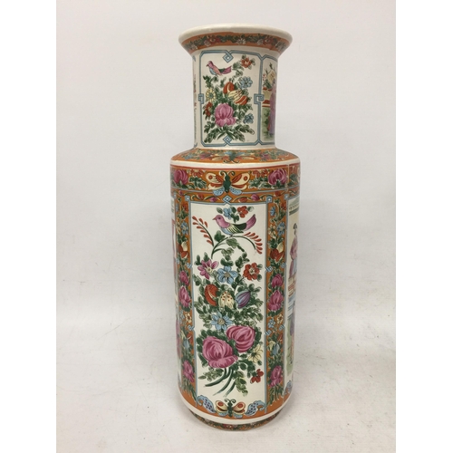 434 - A LARGE MODERN ORIENTAL VASE WITH BIRD AND FLORAL DESIGN