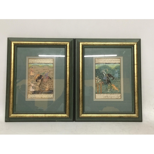 445 - A PAIR OF FRAMED ORIENTAL SILK BATTLE SCENE PICTURES