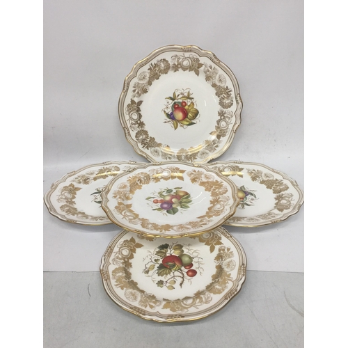 37 - A SET OF FIVE SPODE GOLDEN VALLEY PATTERN CABINET PLATES