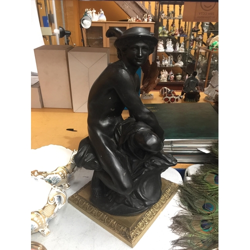 38 - A LARGE RESIN CLASSICAL FIGURE ON BRASS BASE