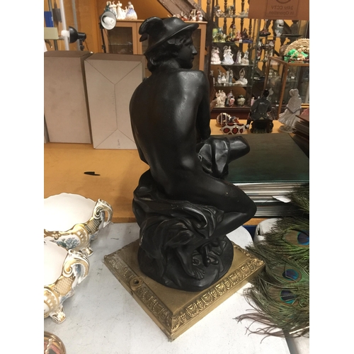 38 - A LARGE RESIN CLASSICAL FIGURE ON BRASS BASE