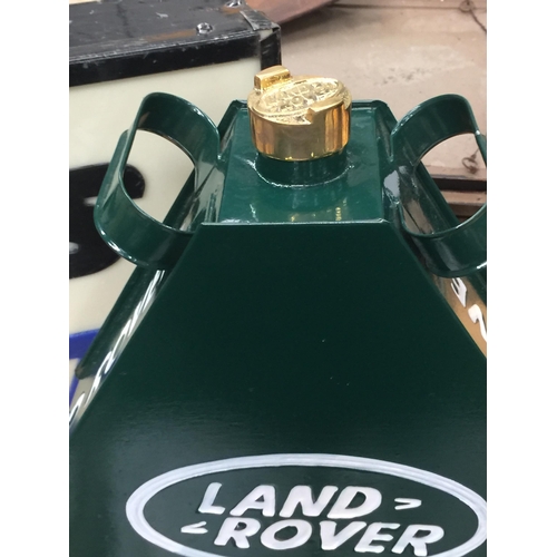 57 - A GREEN METAL LAND ROVER PETROL CAN WITH BRASS TOP