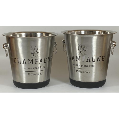 101 - A PAIR OF CHROME EFFECT CHAMPAGNE BUCKETS