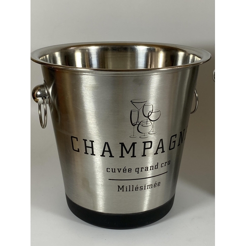 101 - A PAIR OF CHROME EFFECT CHAMPAGNE BUCKETS