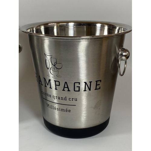 101 - A PAIR OF CHROME EFFECT CHAMPAGNE BUCKETS