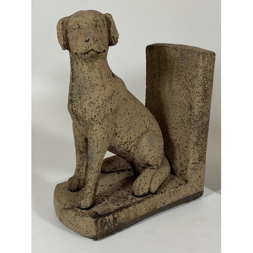 103 - A PAIR OF DECORATIVE STONE DOG BOOKENDS