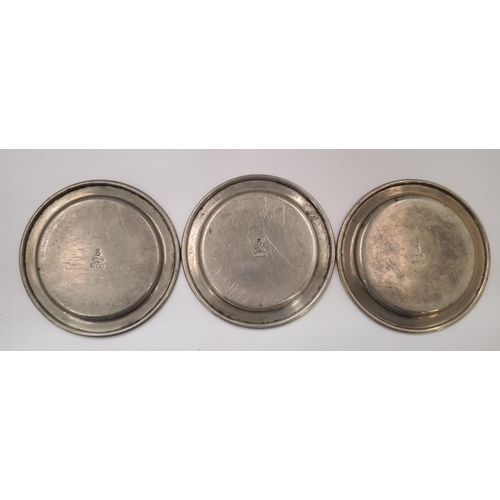 156 - A SET OF FIVE SMALL DANISH PEWTER PIN TRAYS