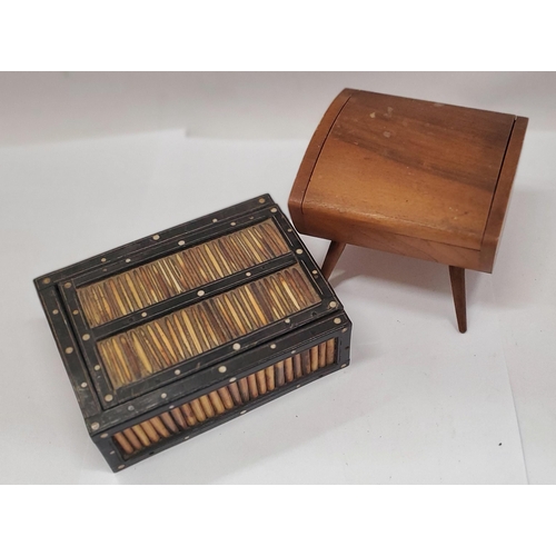 170 - TWO VINTAGE BOXES, ONE WITH PORCUPINE QUILLS, THE OTHER ON LEGS