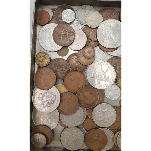 182 - A COLLECTION OF PRE-DECIMAL COINS TO INCLUDE COMMEMORATIVE CROWNS, THREEPENNY BITS, PENNIES, ETC PLU... 