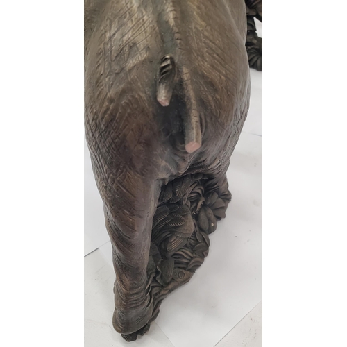 185 - TWO LARGE RESIN MODELS OF ELEPHANTS, HEIGHT 22CM