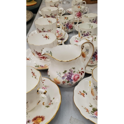 188 - A QUANTITY OF ROYAL CROWN DERBY 'DERBY POSIES' CHINA CUPS, SAUCERS, SIDE PLATES AND A CREAM JUG