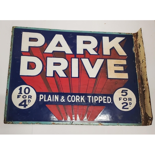 211 - A VINTAGE DOUBLE SIDED PARK DRIVE ENAMEL SIGN