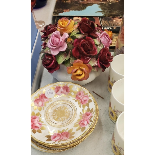 219 - A QUANTITY OF CERAMICS TO INCLUDE A RADFORD JUG, WEDGWOOD SUMMER BOUQUET, ROYAL ALBERT PINK BROCADE,... 