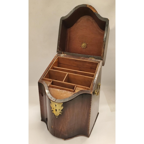 225 - A GEORGIAN MAHOGANY KNIFE BOX WITH BRASS FITTINGS