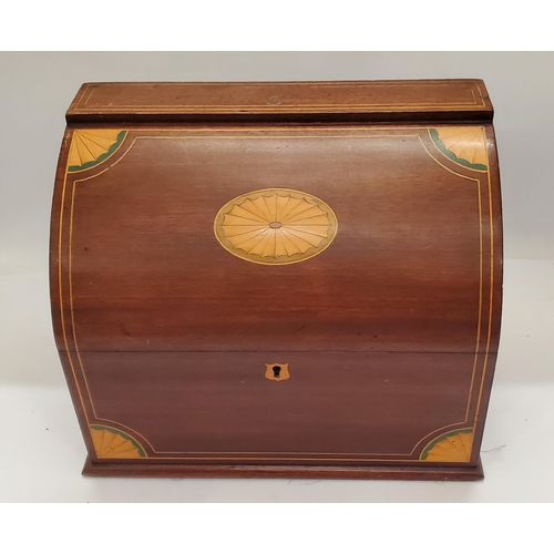 246 - AN INLAID MAHOGANY STATIONERY BOX