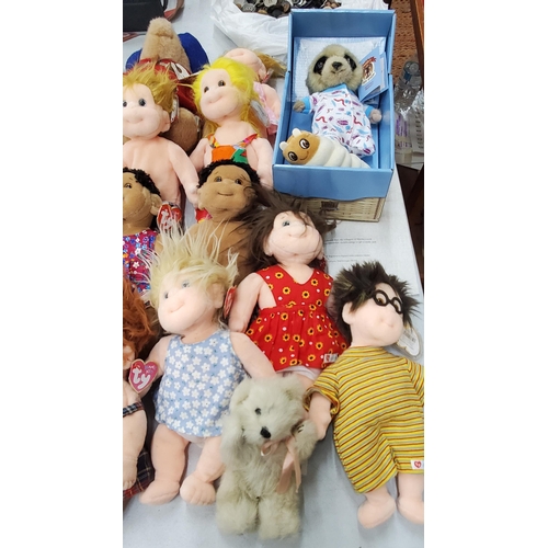 264 - A LARGE COLLECTION OF CUDDLY TOYS TO INCLUDE PADDINGTON BEAR TY BEANIE KIDS, ETC