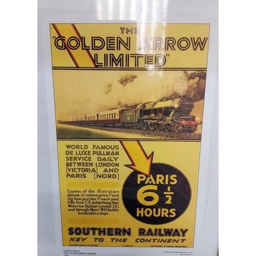 276 - THREE VINTAGE STYLE RAILWAY THEMED POSTERS TO INCLUDE 'THE CORONTION SCOT', 'THE GOLDEN ARROW LTD' A... 