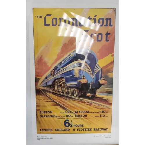 276 - THREE VINTAGE STYLE RAILWAY THEMED POSTERS TO INCLUDE 'THE CORONTION SCOT', 'THE GOLDEN ARROW LTD' A... 