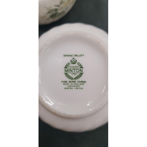 277 - A LARGE QUANTITY OF MINTON 'SPRING VALLEY' DINNER AND TEAWARE TO INCLUDE FOUR LARGE LIDDED TUREENS, ... 