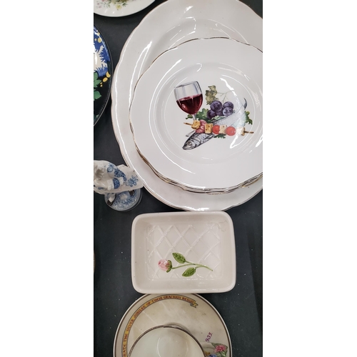 295 - A QUANTITY OF CABINET PLATES TO INCLUDE ROYAL DOULTON AND ELIZABETHAN, VINTAGE FISH PATTERNED PLATES... 