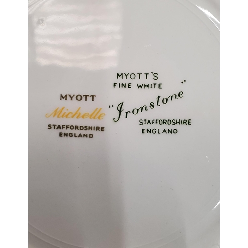 296 - A QUANTITY OF VINTAGE MYOTT 'MICHELLE' RETRO DINNERWARE TO INCLUDE SERVING DISHES, PLATES, ETC