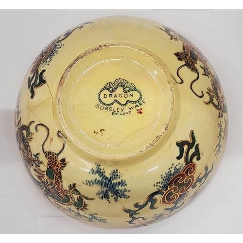 298 - TWO LARGE BOWLS TO INCLUDE A MASON'S ORIENTAL PATTERNED AND A BURSLEY WARE 'DRAGON' - BOTH A/F