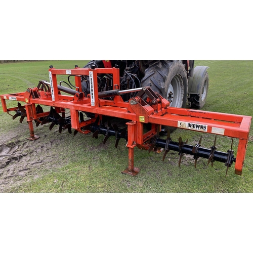 229 - A BROWNS SLITMASTER 4 METRE HYDRAULIC FOLDING GRASS SLITTER WITH MANUAL + VAT