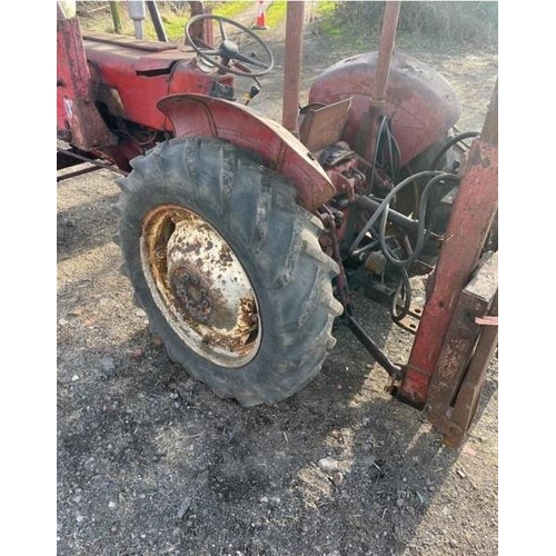 308 - INTERNATIONAL 434 WITH LOADER AND REAR FORKLIFT (NO VAT) (NO REG.DOC.)