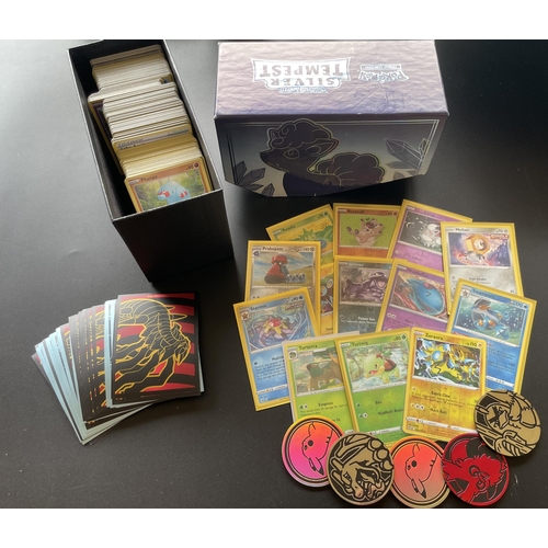 119 - A TRAINER BOX OF ASSORTED POKEMON CARDS, GAME TOKENS, HOLOS ETC