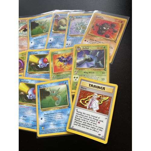 310 - A COLLECTION OF 1999 WOTC POKEMON CARDS, FOSSIL SET, HOLO BLAINE GYM HEROES TRAINER ETC