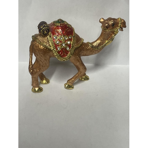 85 - A HIDDEN TREASURES HAND PAINTED CAMEL DESIGN TRINKET BOX EMBELLISHED WITH CRYSTALS