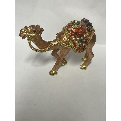 85 - A HIDDEN TREASURES HAND PAINTED CAMEL DESIGN TRINKET BOX EMBELLISHED WITH CRYSTALS