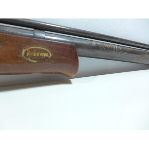 431 - A FALCON .22 CALIBRE AIR RIFLE AND SILENCER, LENGTH OF BARREL 52CM, SERIAL NUMBER 97564, LENGTH 111C... 