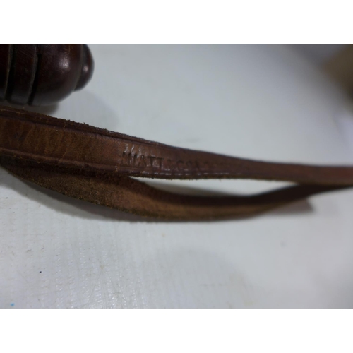 441 - A HARDWOOD POLICE TRUNCHEON, LENGTH 41CM, THE LEATHER STRAP STAMPED MIATT AND CO BIRMINGHAM