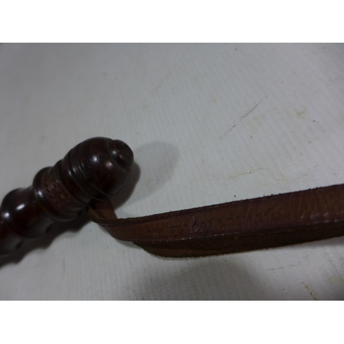 441 - A HARDWOOD POLICE TRUNCHEON, LENGTH 41CM, THE LEATHER STRAP STAMPED MIATT AND CO BIRMINGHAM