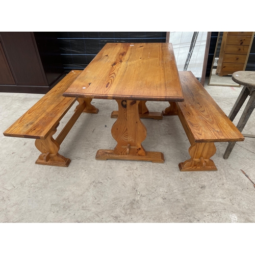 2932 - A MODERN PINE KITCHEN TABLE, 48X27