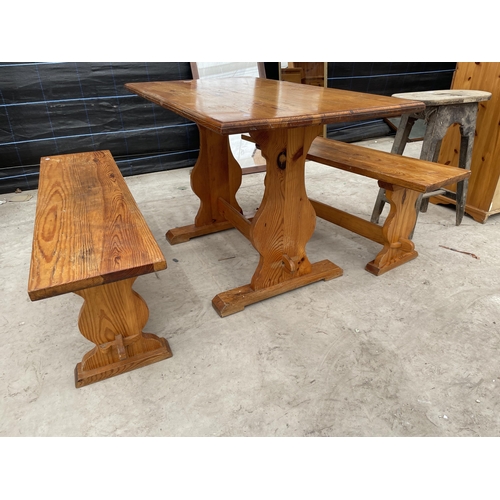 2932 - A MODERN PINE KITCHEN TABLE, 48X27