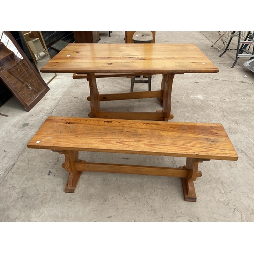 2932 - A MODERN PINE KITCHEN TABLE, 48X27