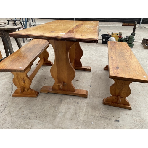 2932 - A MODERN PINE KITCHEN TABLE, 48X27