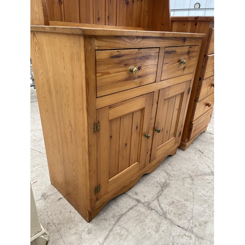 2935 - A MODERN PINE DRESSER COMPLETE WITH RACK, 37.5