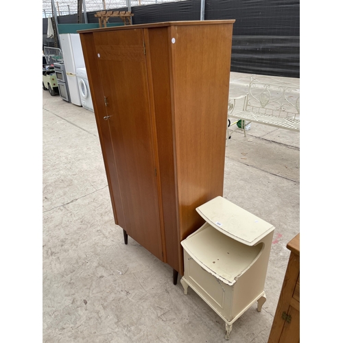 2936 - A MID 20TH CENTURY OAK WARDROBE AND WHITE BEDSIDE LOCKER