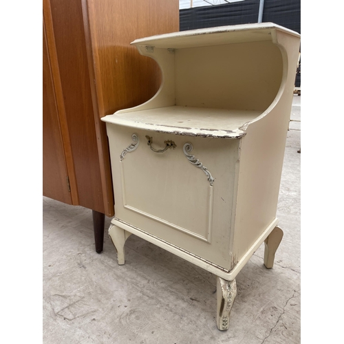 2936 - A MID 20TH CENTURY OAK WARDROBE AND WHITE BEDSIDE LOCKER