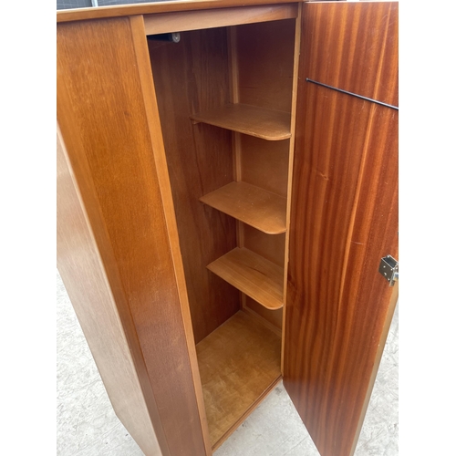 2936 - A MID 20TH CENTURY OAK WARDROBE AND WHITE BEDSIDE LOCKER