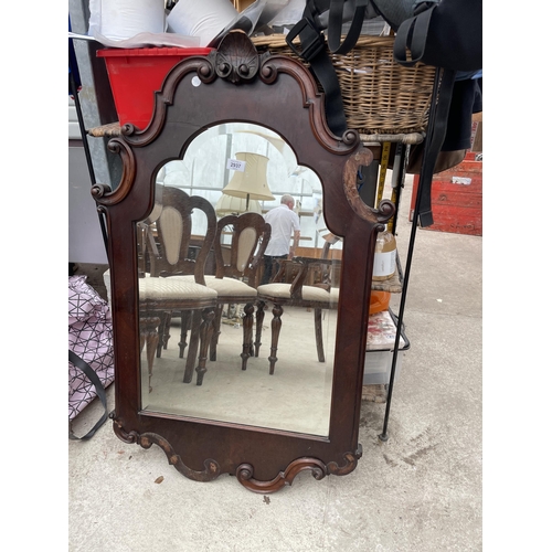 2937 - A MAHOGANY FRAMED WALL MIRROR